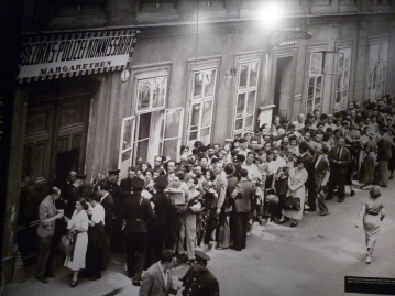 Holocaust Museum - Viennese Jews waiting in line to get correct immigration documents to get into USA and other developed countries - document standards raised to make them too hard to get so they don't get out
